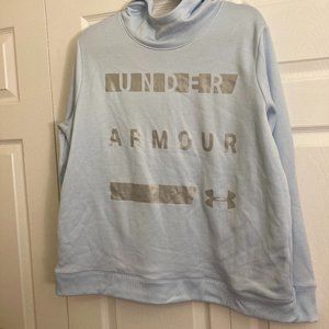 Under Armour Women's Sweatshirt Hoodie Athletic Size XL Blue Metallic Text